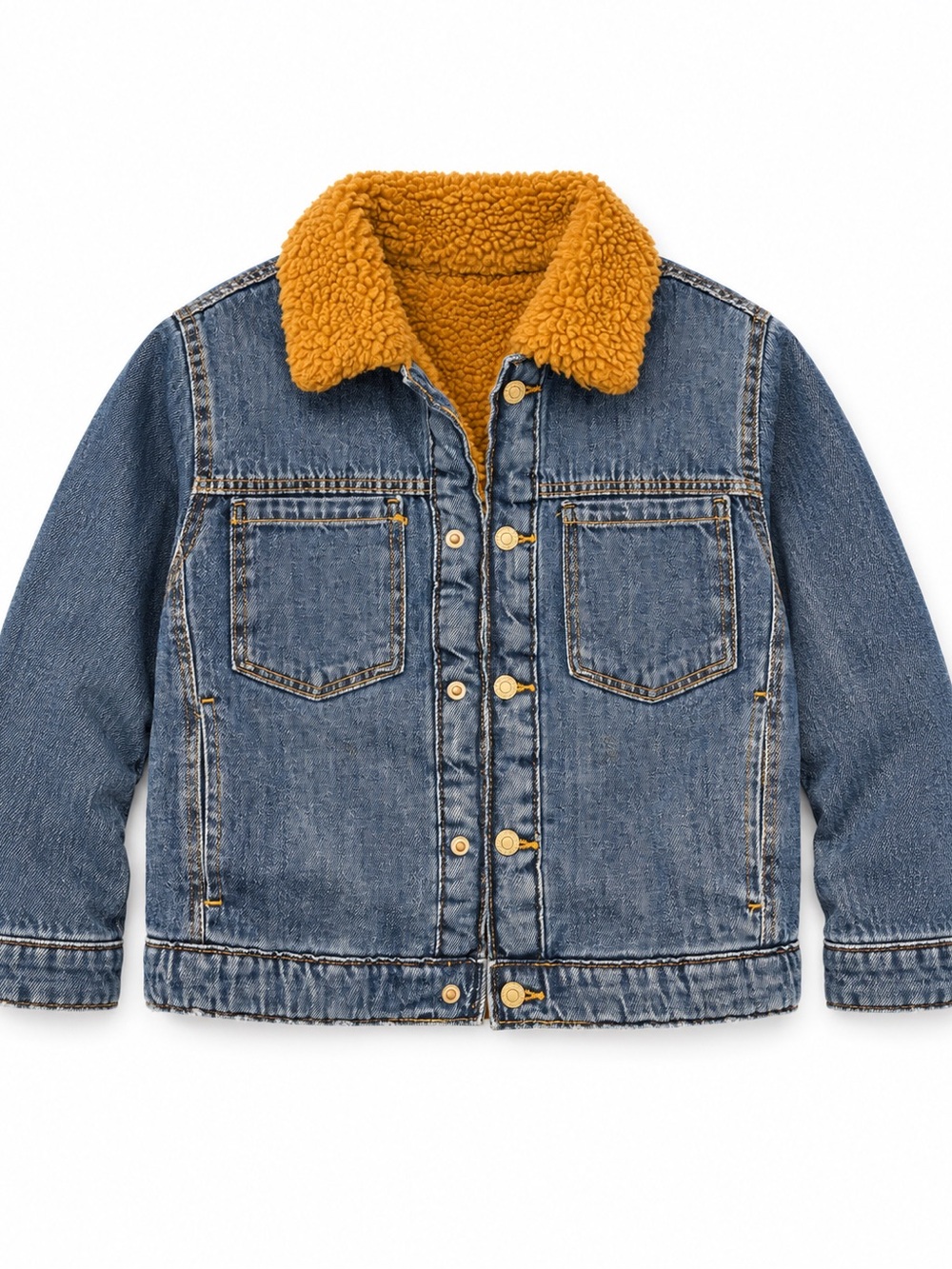 Zara Sherpa Denim Jacket with brown Collar size 4-5 T